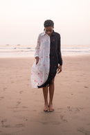 BLACK AND WHITE JAMDANI SHIRT DRESS