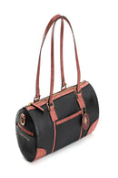 Green Hermitage Salacia Vegan Leather Duffle/Bowler Bag (Black & Madder Red)