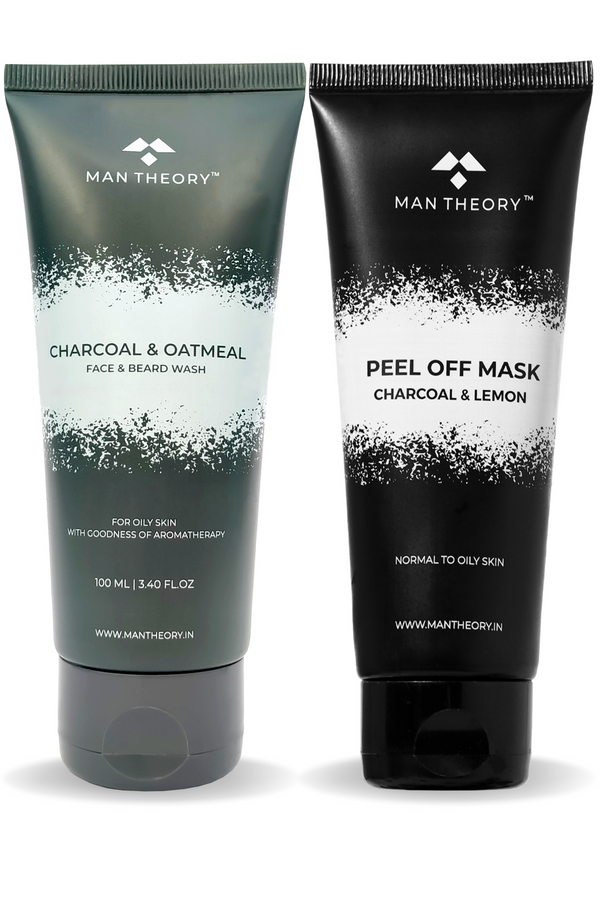 Man Theory Ultra Bright Skin Combo | Face & Beard Wash and Peel Off Mask For Men