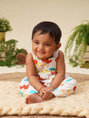 Greendigo Organic Cotton Pack of 1 Romper for Newborn Baby Girls - Off White