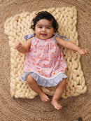 Greendigo Organic Cotton Pack of 1 Frock for Newborn Baby Girls - Pink