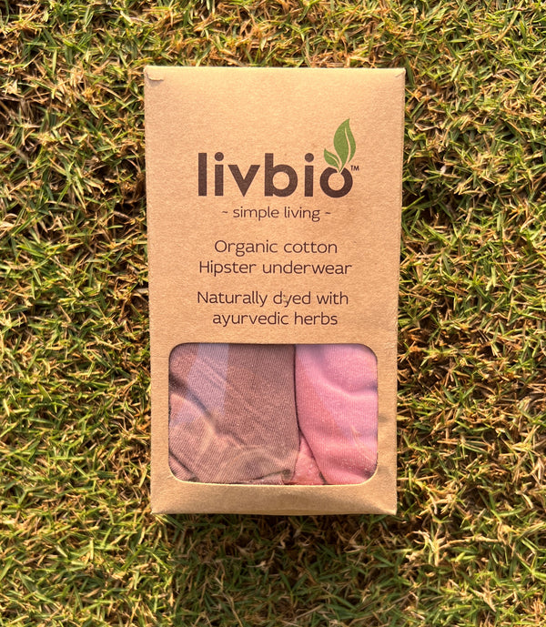 Livbio Organic Cotton & Naturally Dyed Womens Rose Pink & Soil Brown Combo Underwear - Pack of 2