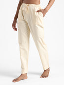 Livbio Organic Cotton & Natural Dyed Womens Rust Cream Color Slim Fit Pants