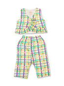 Greendigo Organic Cotton Pack of 2 Top and Pant for Newborn Baby Girls - Green, Yellow