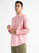 Livbio Organic Cotton & Naturally Dyed Mens Round Neck Pink Shirt