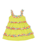 Greendigo Organic Cotton Pack of 1 Frock for Newborn Baby Girls - Green