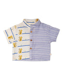 Greendigo Organic Cotton Pack of 1 Shirt for Newborn Baby Boys - Blue and White