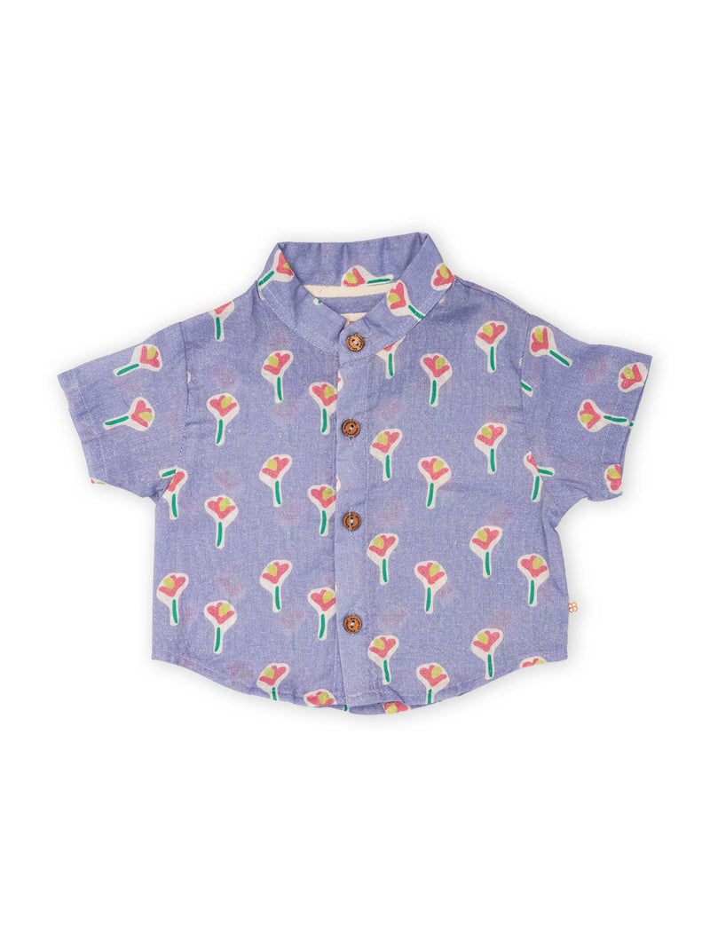 Greendigo Organic Cotton Pack of 1 Shirt for Newborn Baby Boys - Blue