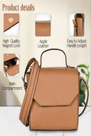 Green Hermitage Asteria Vegan Leather Satchel/Crossbody Bags (Caramel)