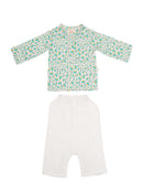 Greendigo Organic Cotton Pack of 2 Kurta and Pant for Newborn Baby Boys - White