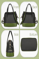 Green Hermitage Vanadey Vegan Leather Satchel/Crossbody Bag (Black & Green)