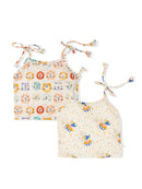 Greendigo Organic Cotton Pack of 2 Jhablas for Newborn Baby Girls - White