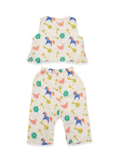 Greendigo Organic Cotton Pack of 2 Top and Pant for Newborn Baby Girls - Off White