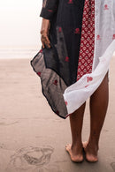 BLACK AND WHITE JAMDANI SHIRT DRESS