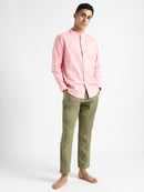 Livbio Organic Cotton & Naturally Dyed Mens Round Neck Pink Shirt