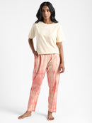Livbio Organic Cotton & Natural Tie & Dye Womens Sun Orange Color Slim Fit Pants