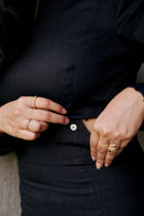 The Conscious Closet Black Ebony Ash Slate Detachable Dress in Bamboo Hemp