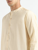 Livbio Organic Cotton & Naturally Dyed Mens Round Neck Pale Apricot Shirt