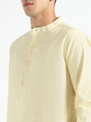Livbio Organic Cotton & Naturally Dyed Mens Round Neck Lemon Yellow  Shirt