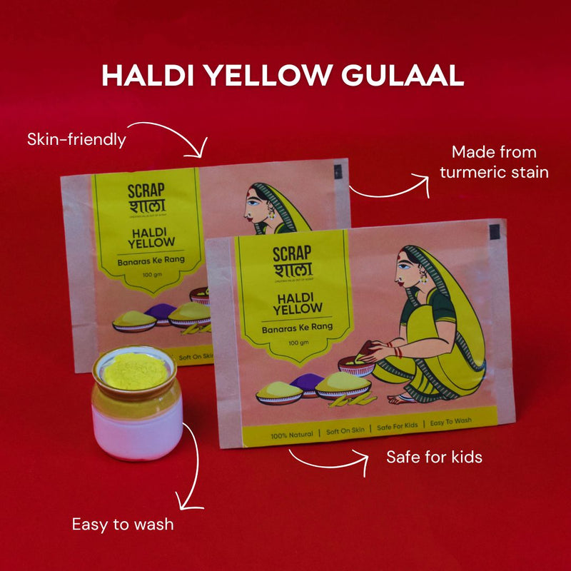 Scrapshala Holi Milan Gift Box | Four Packs of Natural Gulaal | Thandai Mix | Safe for Kids | Handmade in Banaras