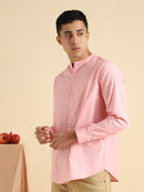 Livbio Organic Cotton & Naturally Dyed Mens Round Neck Pink Shirt
