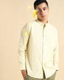 Livbio Organic Cotton & Naturally Dyed Mens Round Neck Lemon Yellow  Shirt