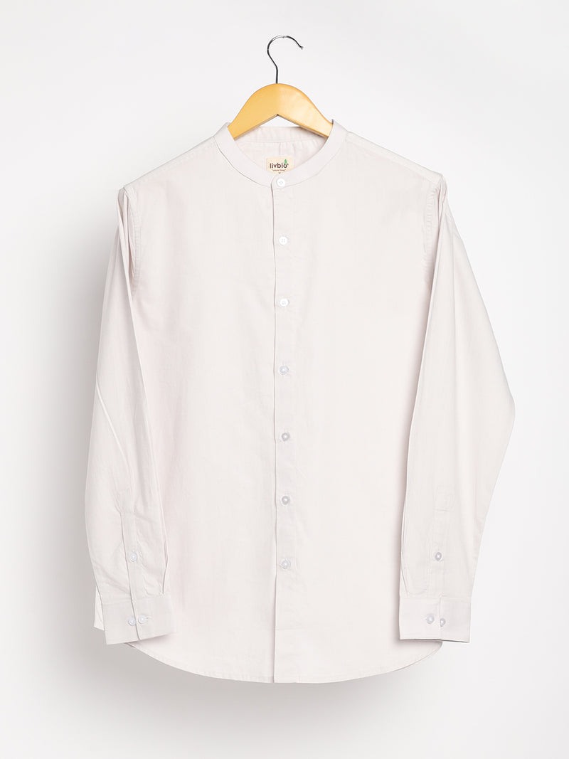 Livbio Organic Cotton & Naturally Dyed Mens Round Neck Ash Grey Shirt