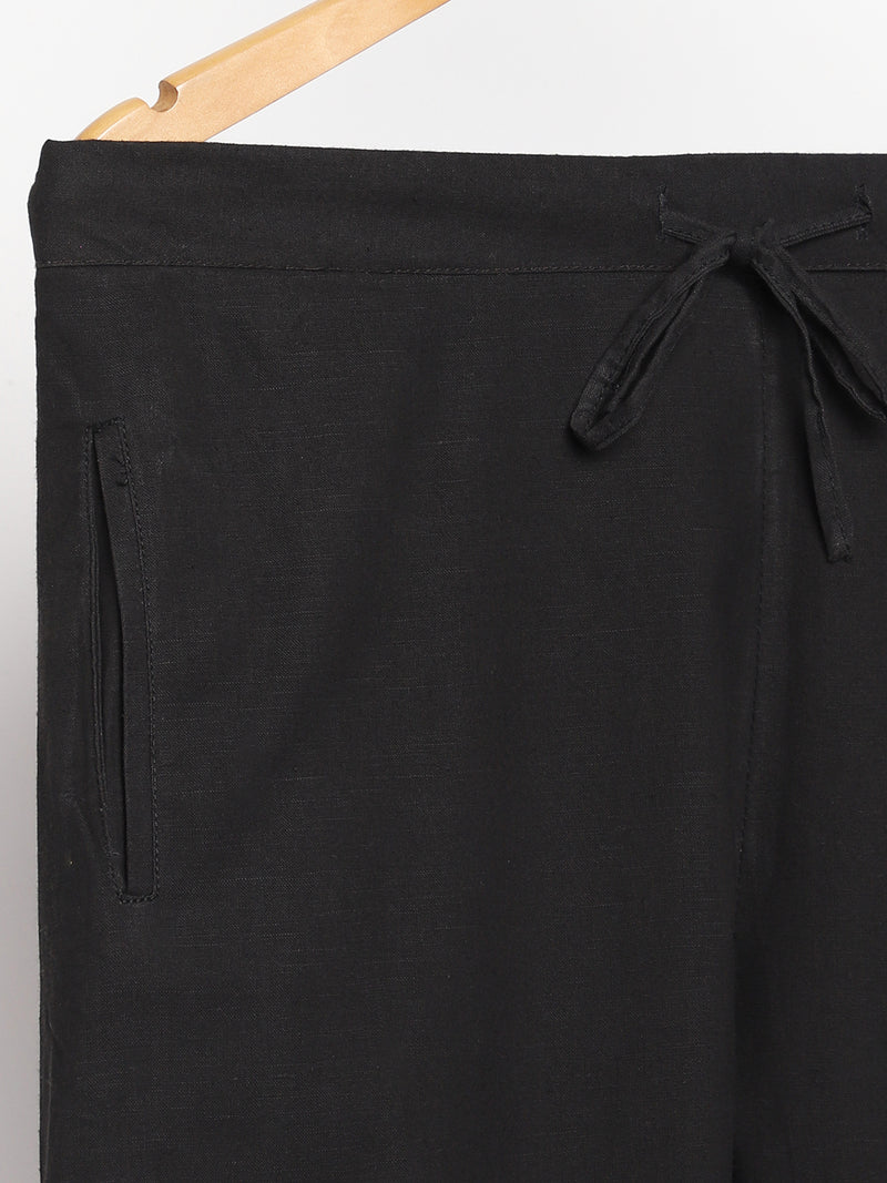 Livbio Organic Cotton & Naturally Dyed Hand Spun & Hand Woven Womens Iron Black Pants