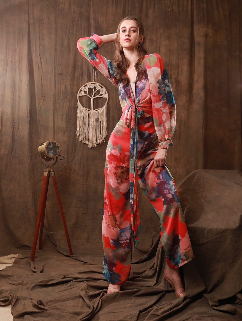Label Muslin The Printed Knot Jumpsuit