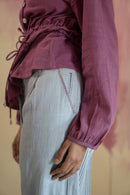Lafaani Phosphene Ruched Blouse & Grey Pants Set