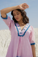 The Loom Art Lavender Blush Handwoven Chanderi Silk Dress