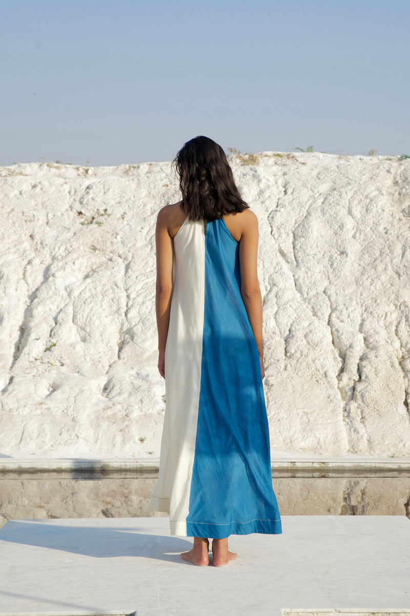 The Loom Art Morning Sky Handwoven Chanderi Silk Dress