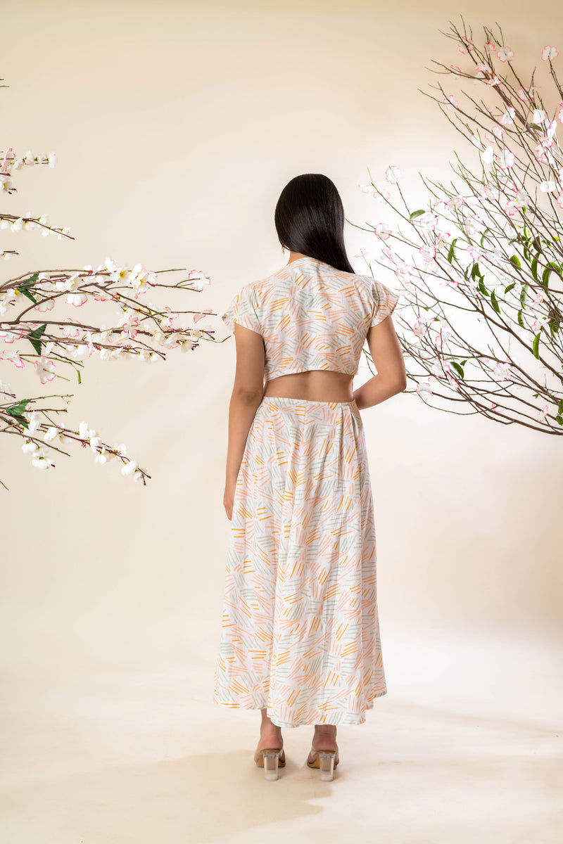 Ora Organics Abstract Printed on White Blossom Dress