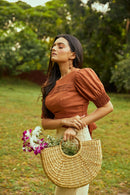 The Conscious Closet Otter Brown and Pavlova Nutmeg Breezy Jumpsuit