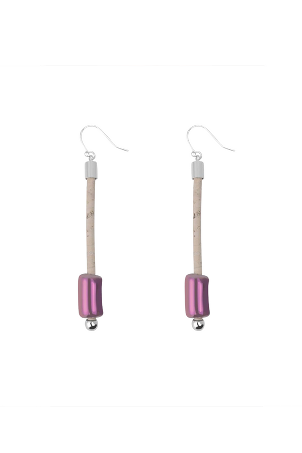 Foret Verbena - Ceramic Lilac Earring 
in Silver and White