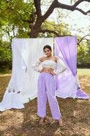 The Conscious Closet White and Cold Purple Lavender Ash Co-ords