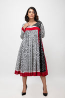 Sepia Stories Franca Silk Linen Dress in Black & White