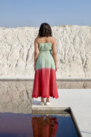 The Loom Art Avocado Punch Handwoven Chanderi Silk Dress