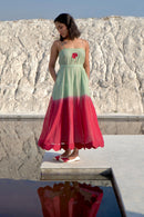 The Loom Art Avocado Punch Handwoven Chanderi Silk Dress