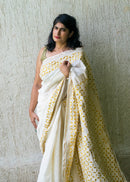 Forsarees Women's Applique Work White Chanderi Saree