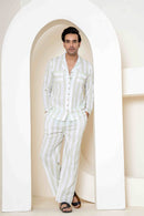 Paizlie 100% Cambric Cotton Sage Stripes Loungewear