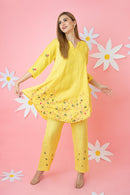 The House of Hemp Ocre Yellow Dahlia Coord