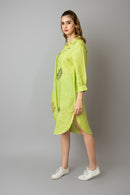 The House of Hemp Sage Green Bhutta Long Shirt