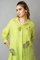 The House of Hemp Sage Green Bhutta Long Shirt