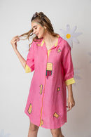 The House of Hemp Candy Pink Overthinking Long Shirt