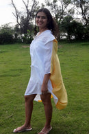 Asian In Me |Cotton Women's White Hand-Painted & Anti-Fit Dress | Zero-Waste Design | DC Sun Dance Dress