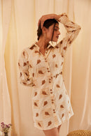 The Conscious Closet Otter Brown Otter Tune Directional Detachable Dress in Cotton Poplin