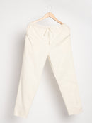 Livbio Organic Cotton & Natural Dyed Womens Raw White Color Slim Fit Pants
