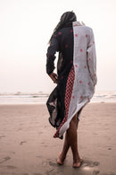 BLACK AND WHITE JAMDANI SHIRT DRESS