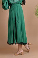 Ethically made high waisted crepe silk pleated skirt